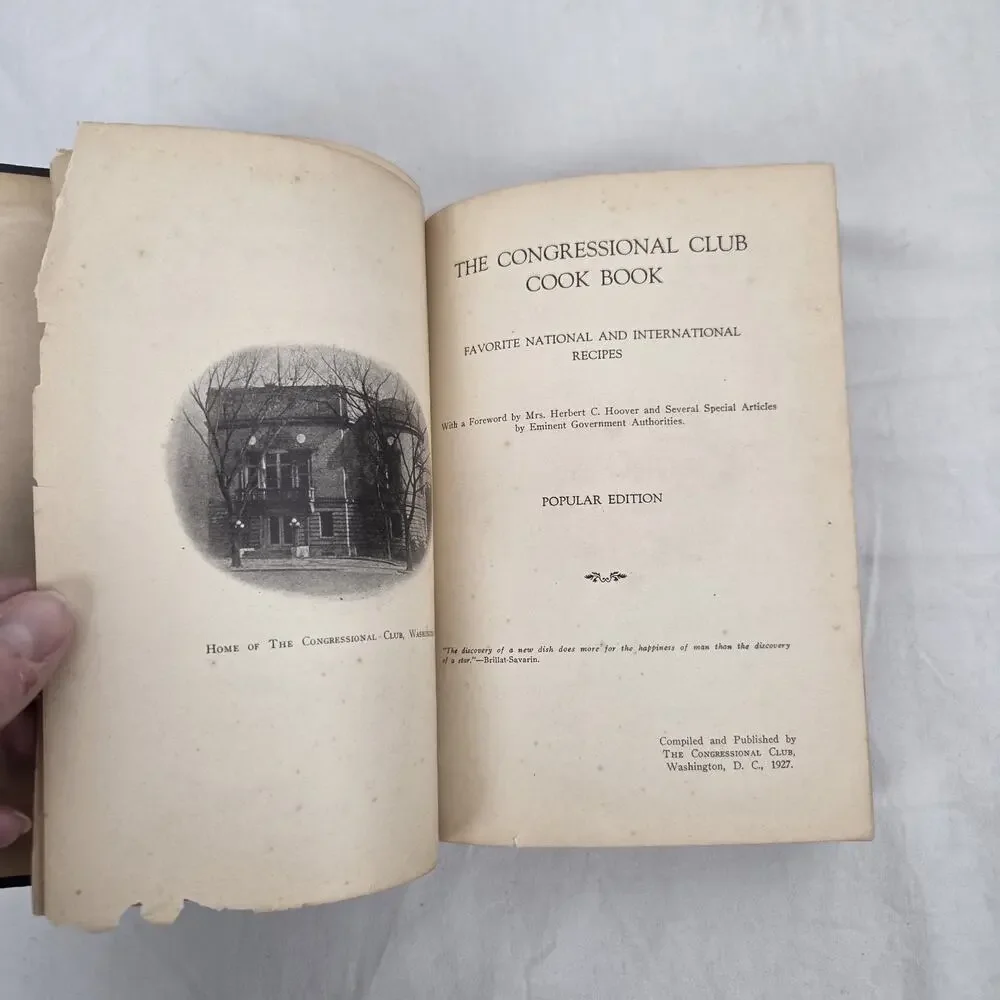 The Congressional Club Cookbook Popular 1st Edition 1927 Washington DC Cook Book